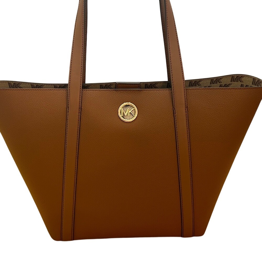 Michael Kors‎ Tote Bag Brown Leather Gold MK Logo Reversible